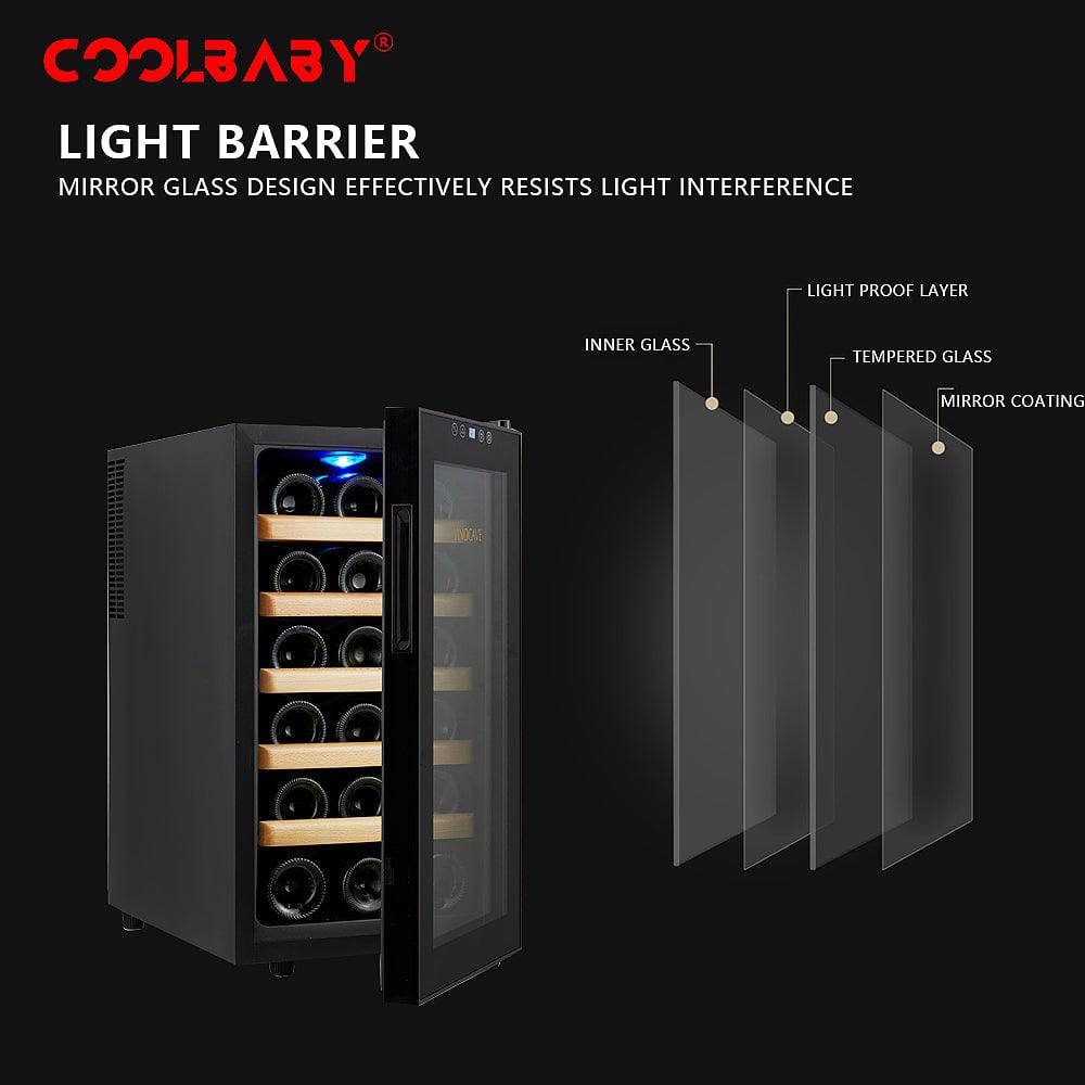 COOLBABY 18-Bottle Red Wine Cabinet: Circulation Cooling, Constant Temperature Storage, and Elegant Design - COOLBABY