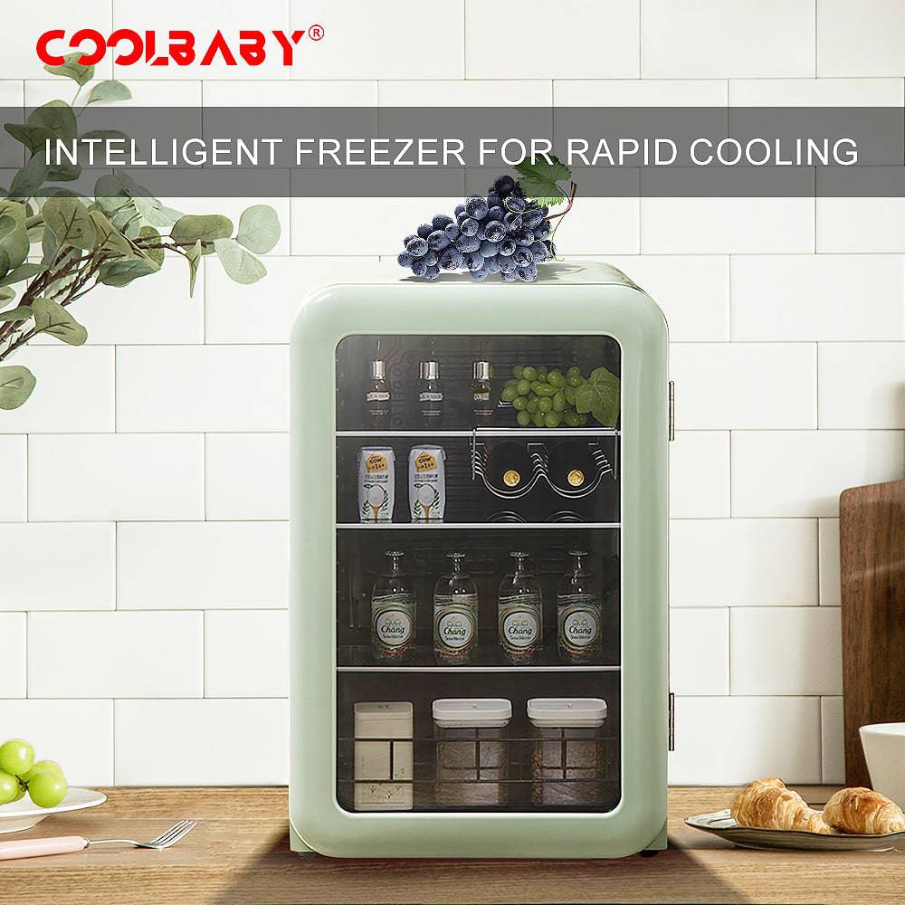 COOLBABY Ice Bar Freezer Household Living Room Small Cold Drink Drinks Mini Refrigerator Office - COOLBABY