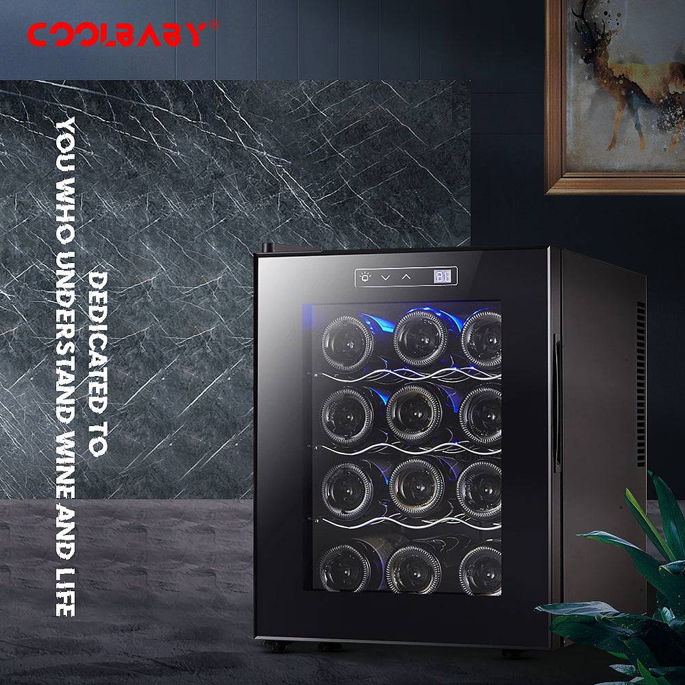 COOLBABY Mini Red Wine Cabinet: Chiller with Constant Temperature Control, Wine Bottle Cooler, and Compact Refrigeration - COOLBABY