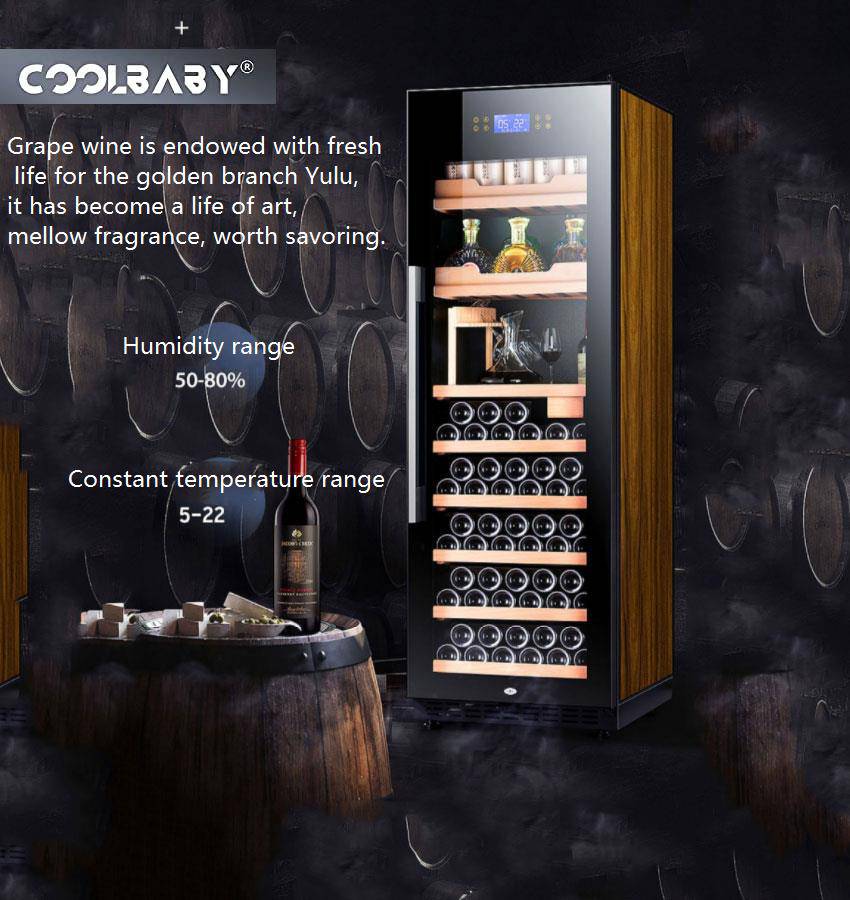 COOLBABY Premium Eight-Layer Wine Cabinet with LED Display and Exceptional Cooling - COOLBABY