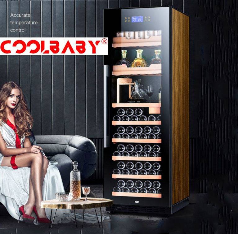 COOLBABY Premium Eight-Layer Wine Cabinet with LED Display and Exceptional Cooling - COOLBABY