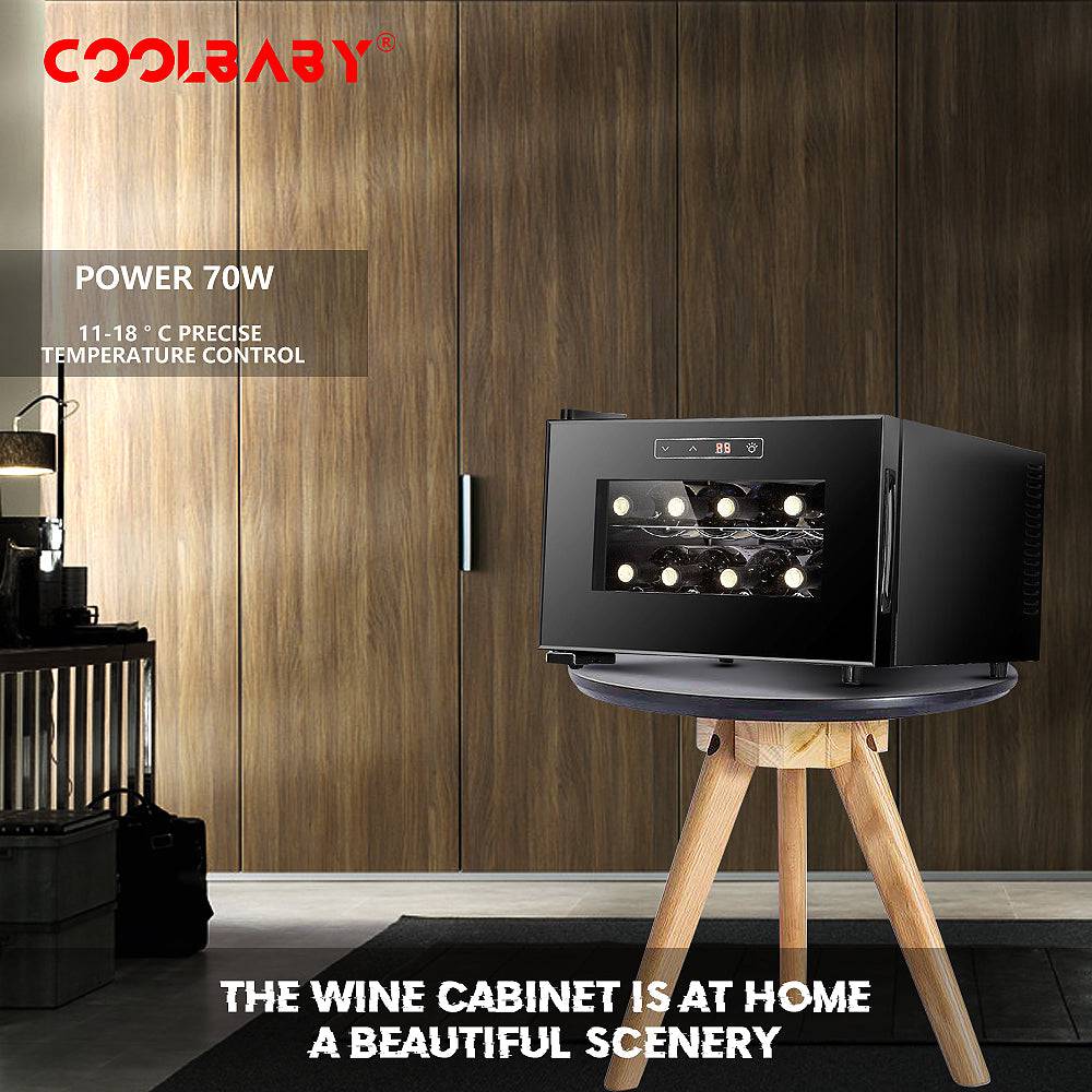 COOLBABY Small Wine cabinet,Mini Constant Temperature Wine Cabinet, 8 Bottle Capacity, Digital Control - COOLBABY