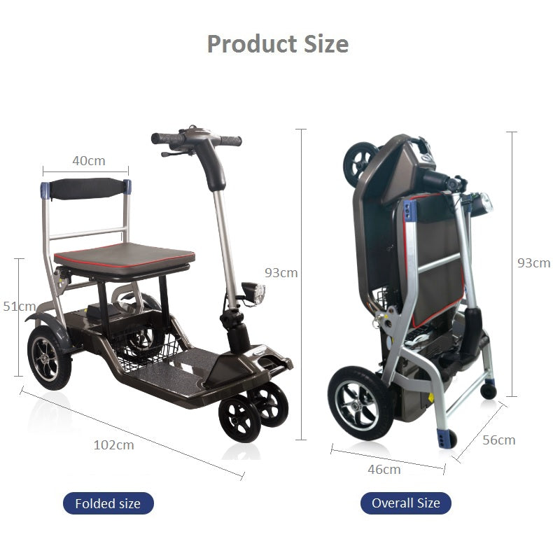 Modern Fashion Electric Folding Scooter, Lightweight Mobility Scooters Wheelchair 4 Wheel Only 19kgs Used Immediately - coolbabymalls