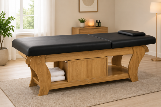 Professional Wooden Facial & Massage Bed – Light Brown Spa Treatment Bed with Storage Drawers
