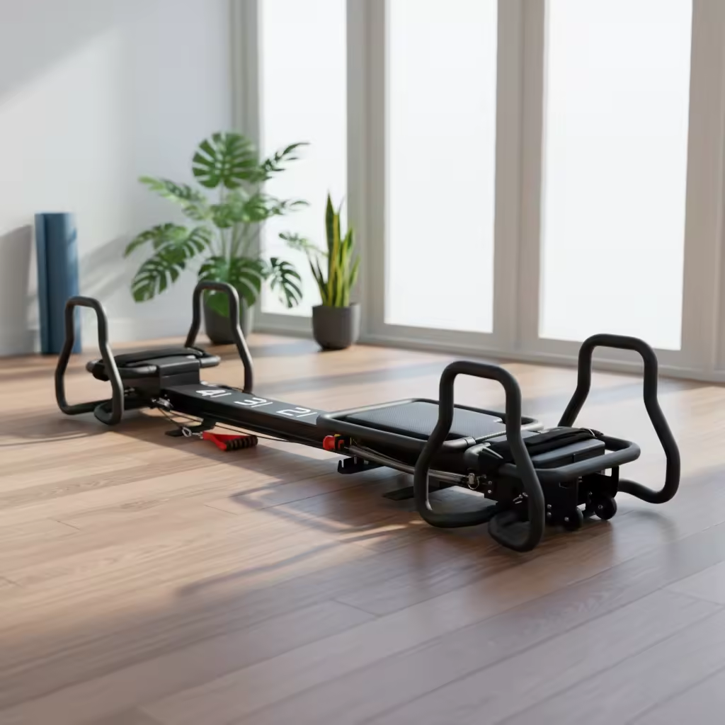 Black Aluminum Pilates Reformer Machine for Fitness Clubs Studio Use and Home Training