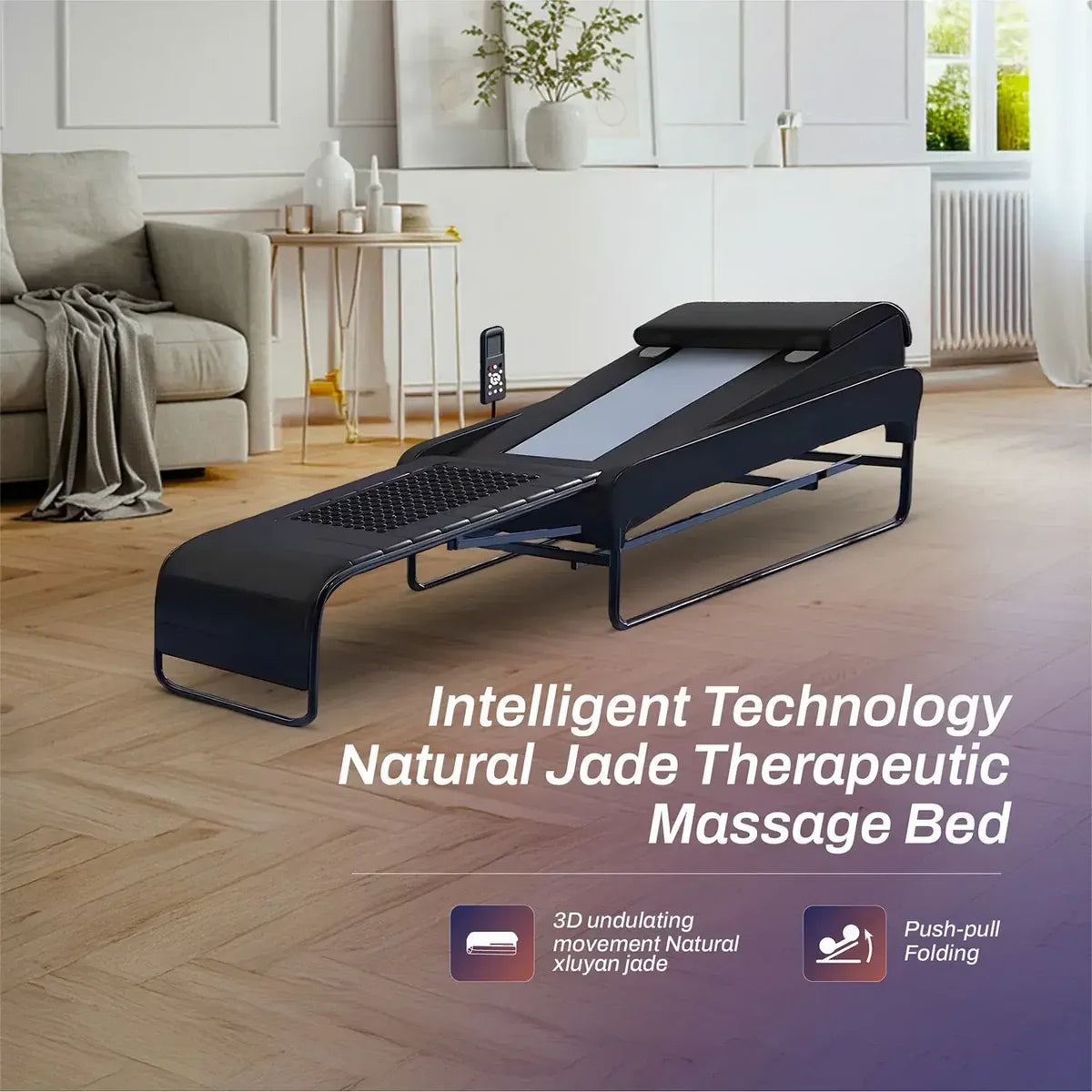 Therapeutic Massage Bed with Jade Stone Rollers – Smart Heated Full Body Recovery Bed with Bluetooth & Spine Scan