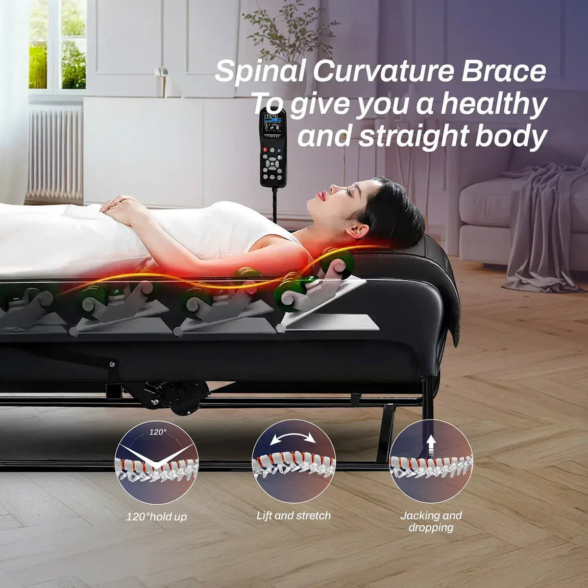 Therapeutic Massage Bed with Jade Stone Rollers – Smart Heated Full Body Recovery Bed with Bluetooth & Spine Scan
