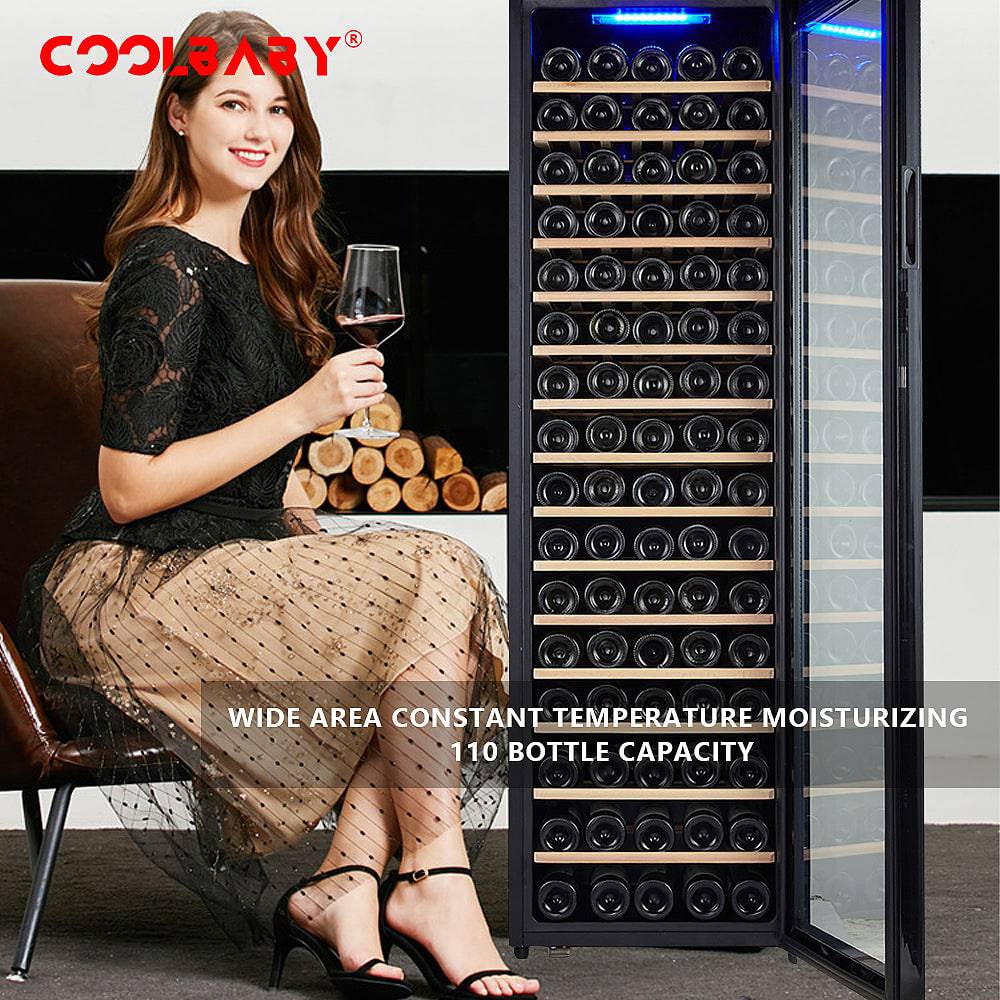 Premium 110-Bottle Wine Cooler: Precision Cooling, Compact Design, and Ultra-Quiet Operation - COOLBABY