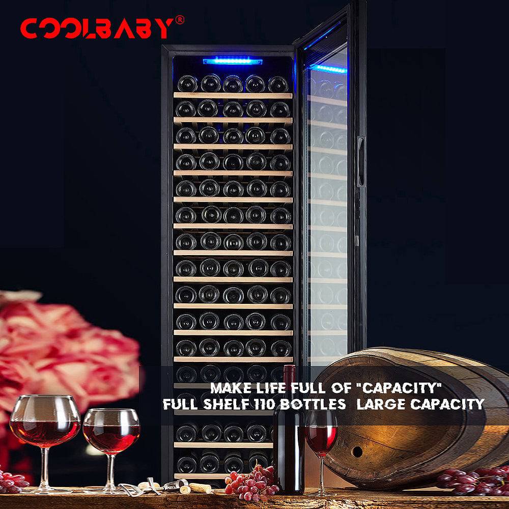 Premium 110-Bottle Wine Cooler: Precision Cooling, Compact Design, and Ultra-Quiet Operation - COOLBABY